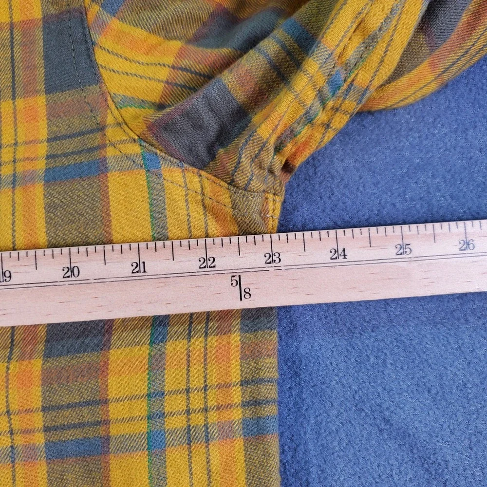 The North Face Mens XL Yellow Plaid Flannel Button Down Shirt Long Sleeve Cotton